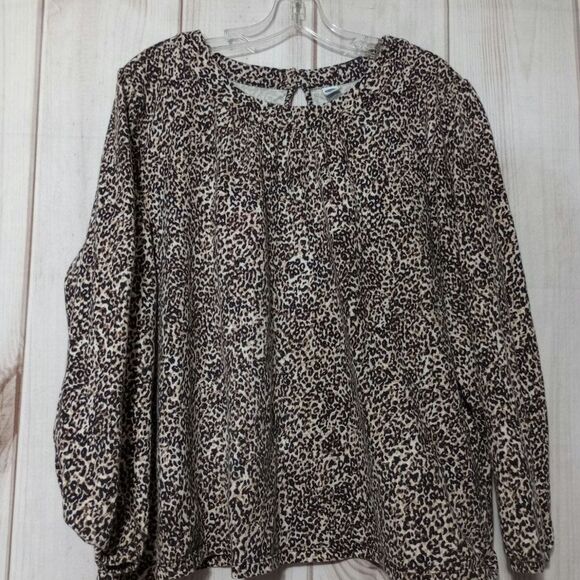 Old Navy Shirt Ladies XXL Animal Print Long Sleeve - Picture 1 of 8
